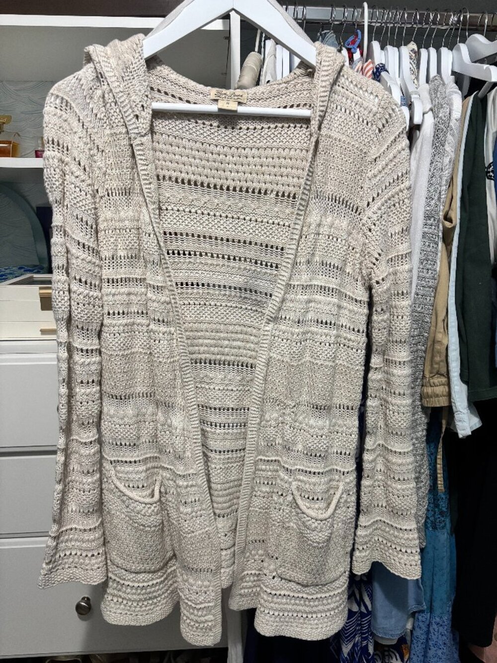Lucky Brand Knit Hooded Cardigan.